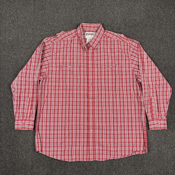 Wrangler Other - Wrangler Shirt Mens Plaid Rugged Wear Cotton Long Sleeve Wrinkle Resist Size 2XL